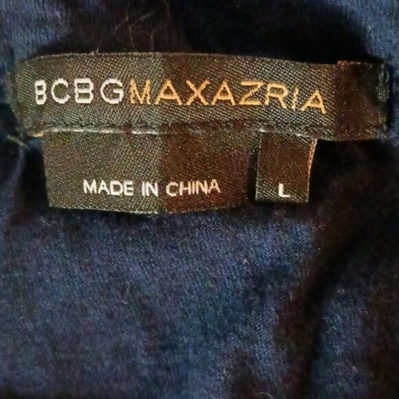 BCBGMaxazria Blouse Blue Embroidered Empire Waist Short Sleeve Size Large - Picture 6 of 7